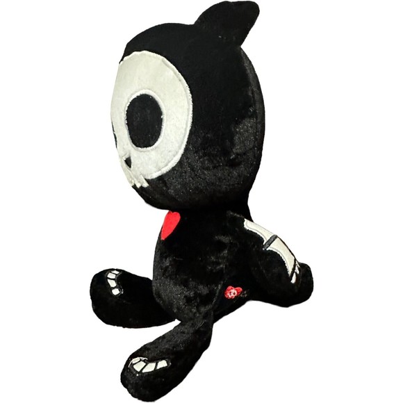 Skelanimals Plush Cat 13" Black White Skeleton Red Heart Fiesta Stuffed - Picture 7 of 16